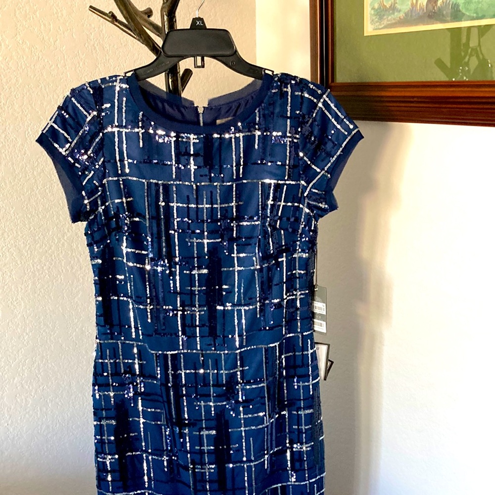 Vince Camuto Navy Color Sequins Dress Size 6